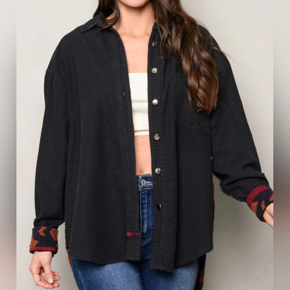 183. Long Sleeve Button Up Printed Jacket